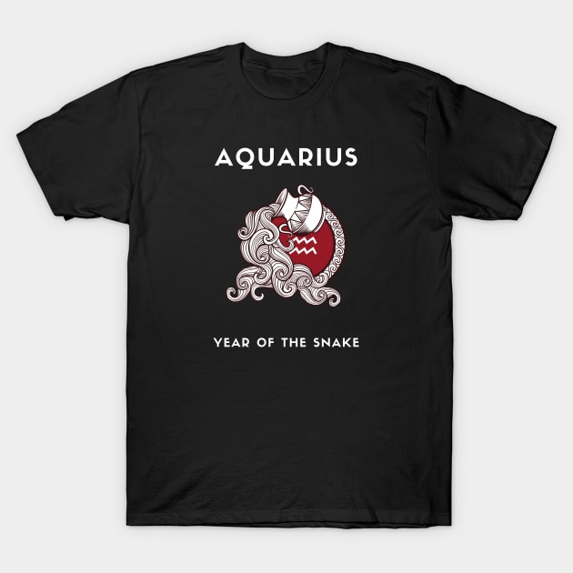 AQUARIUS / Year of the SNAKE T-Shirt by KadyMageInk